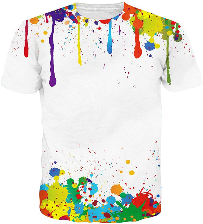 Mens T Shirts 3D Graphics Print Short Sleeve Funny Summer T Shirts Paint Drops