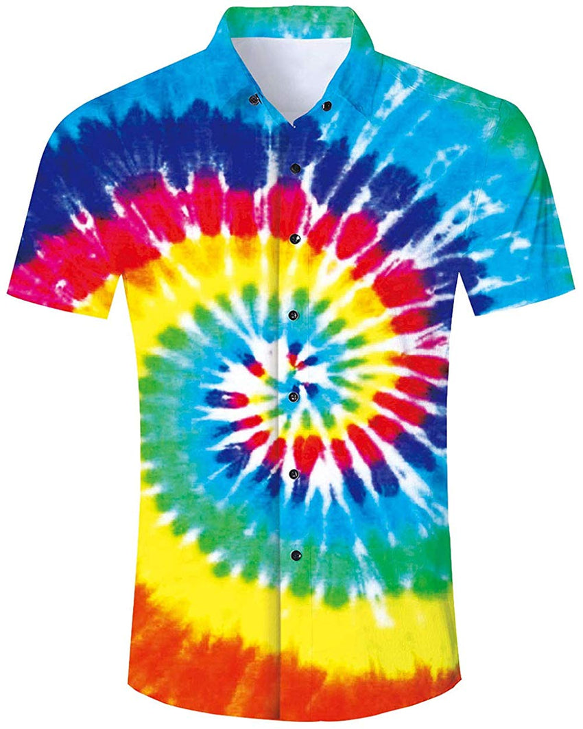 Unisex Short Sleeve 3D Digital Printed Personalized T Shirts Tees Colorful Tie Dye shirt