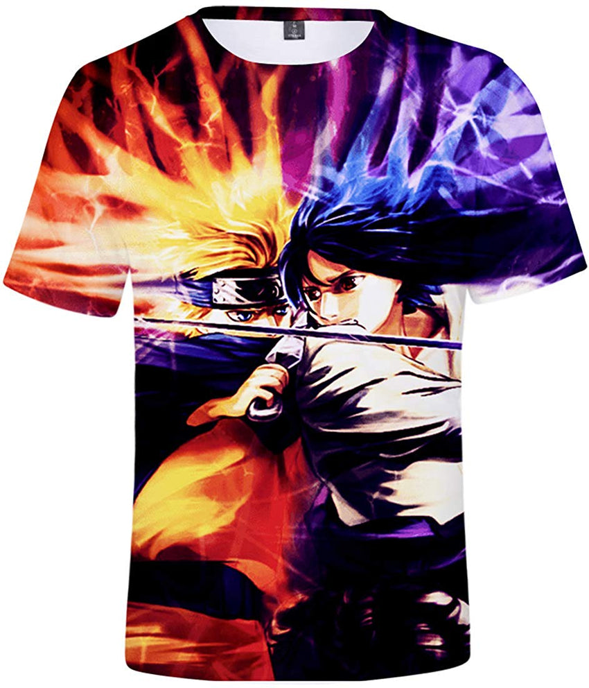 Unisex Novelty Tee Tops 3D Printed with The Japanese Anime Naruto T Shirts for Men Women Light Fight