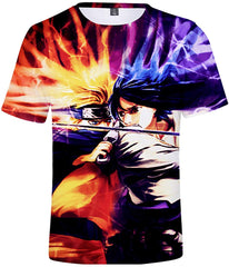 Unisex Novelty Tee Tops 3D Printed with The Japanese Anime Naruto T Shirts for Men Women Light Fight