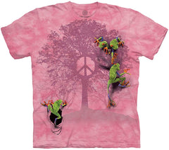 Peace Tree Frog T Shirt Men&rsquo;s Short Sleeve Pink