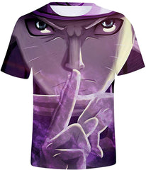 Unisex Novelty Tee Tops 3D Printed with The Japanese Anime Naruto T Shirts for Men Women Purple Ninjutsu