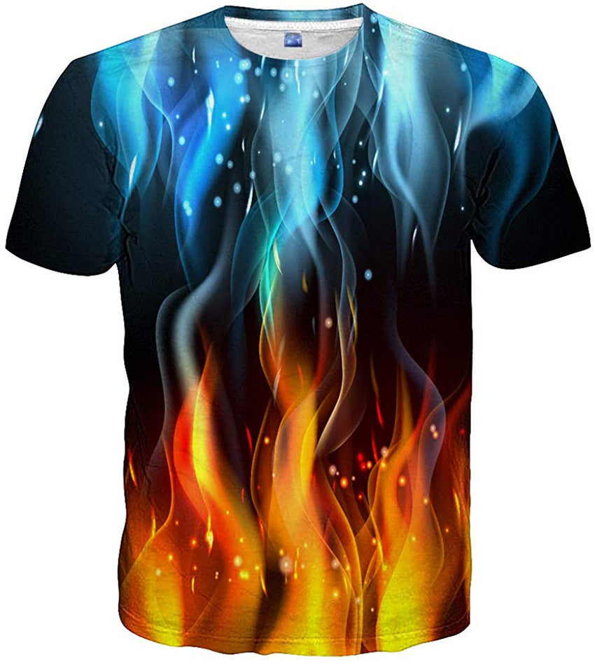 Unisex Casual 3D Print Short Sleeve T Shirt Tees Blue 57
