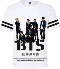 Women's Novelty T Shirts Kpop BTS Tee Tops Bangtan Boys 3D Printed Shirts J Hope RM Jimin V Jung Kook Chinese Name