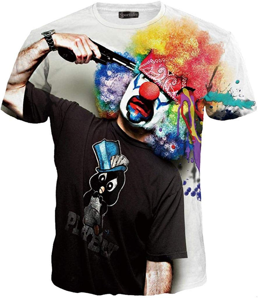 Unisex Men Women Realistic 3D Digital Print Couples Short Sleeve T Shirts Casual Tees LYT091 Lyt094 white