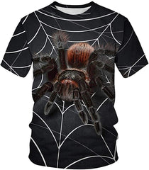 Men's Colorful 3D Animal Galaxy Print T Shirt Short Sleeve Fashion Casual Tees Spider on Net