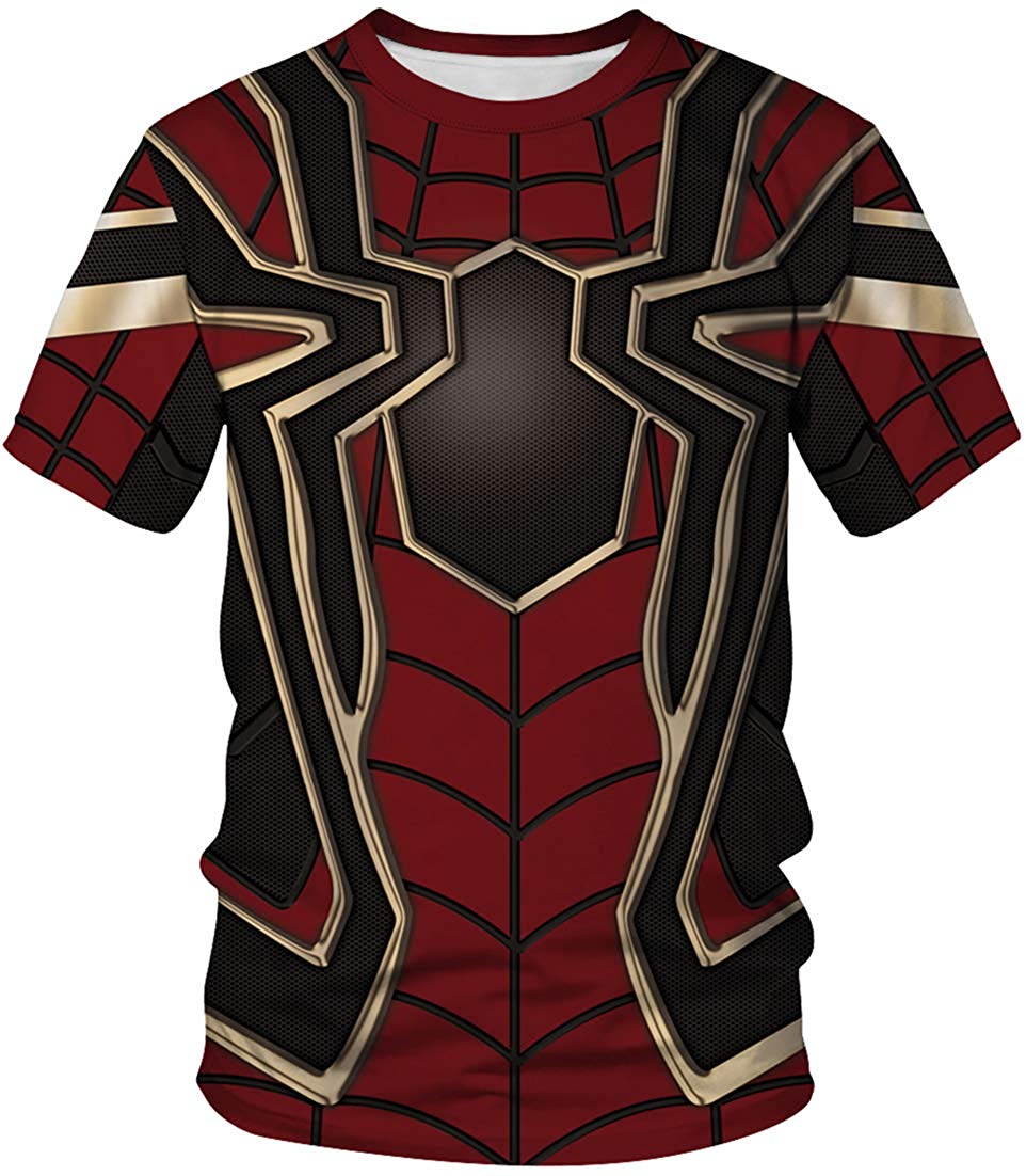 Unisex T Shirt 3D Pattern Print Novelty Short Sleeve Sports Fitness Summer Tee 001spiderman b