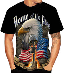 Mens T Shirt 3D Flood Printed Short Sleeved Top Blouse Black6