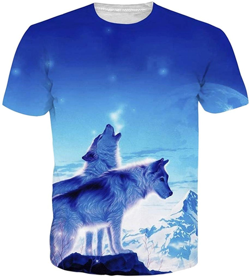 Summer Fashion Women Men Printed Short Sleeve Tee Tops T Shirts Cool Wolf