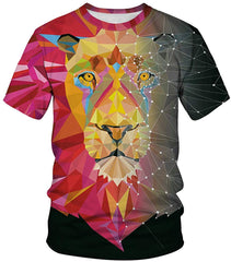 Unisex Men Women Stylish 3D Printed Graphic Short Sleeve T Shirts Tops Watercolor Lion 2