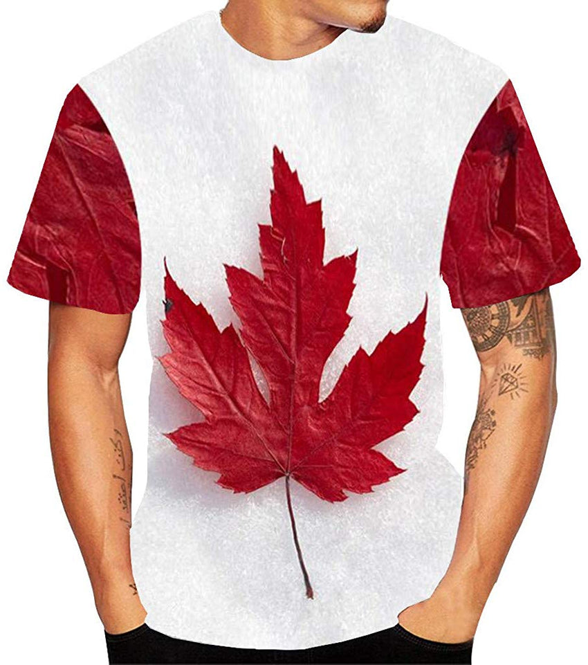 Mens T Shirt 3D Flood Printed Short Sleeved Top Blouse White