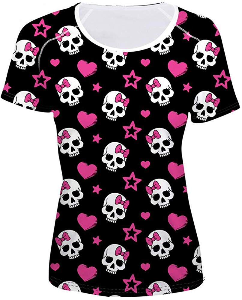 Women' Girl's T Shirt with Animl Cat Dog Print Skull