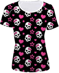 Women' Girl's T Shirt with Animl Cat Dog Print Skull