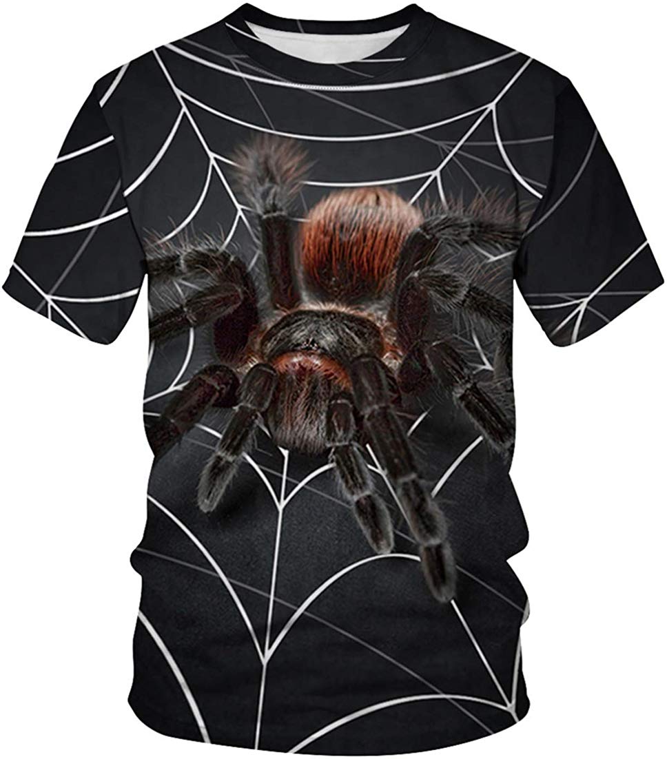 Unisex T Shirt 3D Pattern Print Novelty Short Sleeve Sports Fitness Summer Tee Huge Spider b