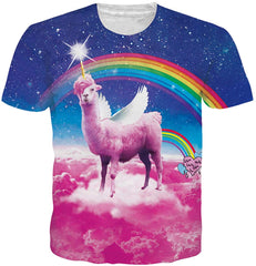 Men Women 3D Novelty Graphic T Shirts Short Sleeve Crewneck Tie Dye Tee Tops for Casual Llama