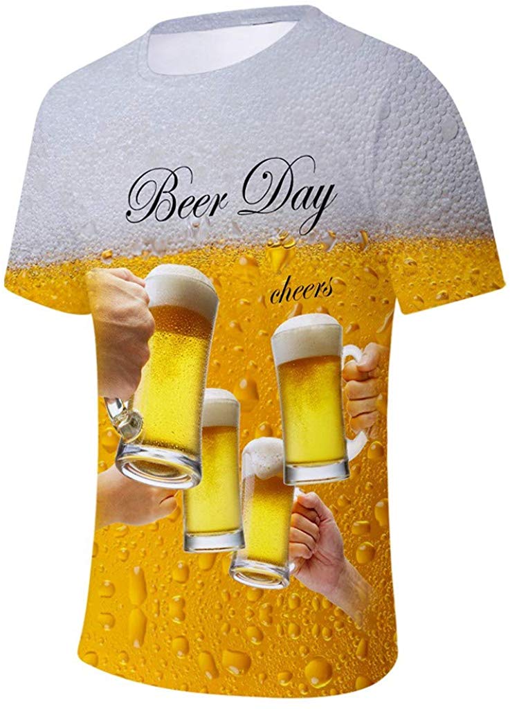 OrchidAmor 2019 Unisex Men's Womens Graphic 3D Galaxy Flood Printed Short Sleeved T Shirt Top Blouse Tees Yellow2