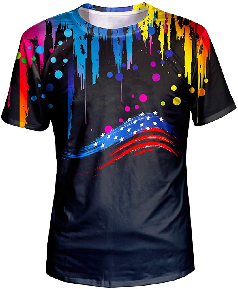 Unisex 3D Graphic T Shirt Colorful Design Short Sleeve Crewneck Digital Tee for Young Design14
