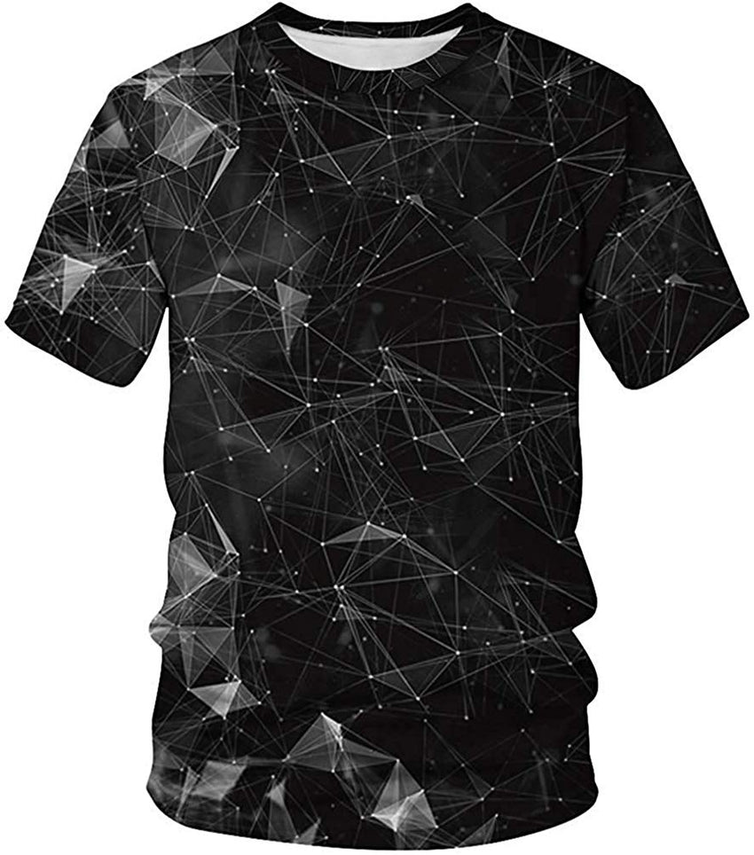 Men's Colorful 3D Animal Galaxy Print T Shirt Short Sleeve Fashion Casual Tees Crystal Lattice
