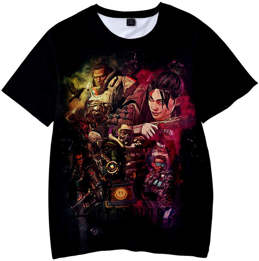 Fashion Apex T Shirt 3D Printed Game Topic Apex Legends Shirt for Men Women Teen Black Team