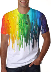 Unisex 3D Creative Print Short Sleeve T Shirt Casual Graphic Tees Rainbow Inkjet