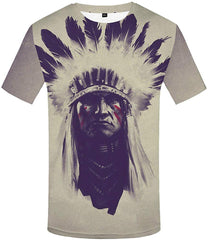 Unisex 3D Printed Creative Graphic Short Sleeved Soft T Shirt for Men Tee Native American T Shirts