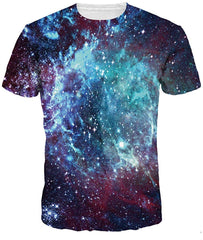 Sanatty Unisex Womens Mens Summer T Shirts Graphic 3D Galaxy T Shirts Tops Couple Tees Blue Galaxy
