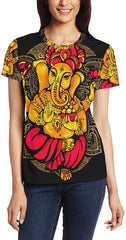 Franzibla Ganesh Ganesha Women's 3D Printed Short Sleeve T Shirt Top Tee Nature
