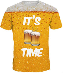 Unisex 3D Print Short Sleeve T Shirt Fashion Couple Tees Beer