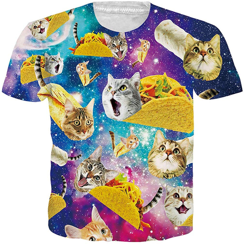 Unisex 3D Printed Funny T Shirts Casual Cool Summer Short Sleeve Tees 2019 Taco Cat
