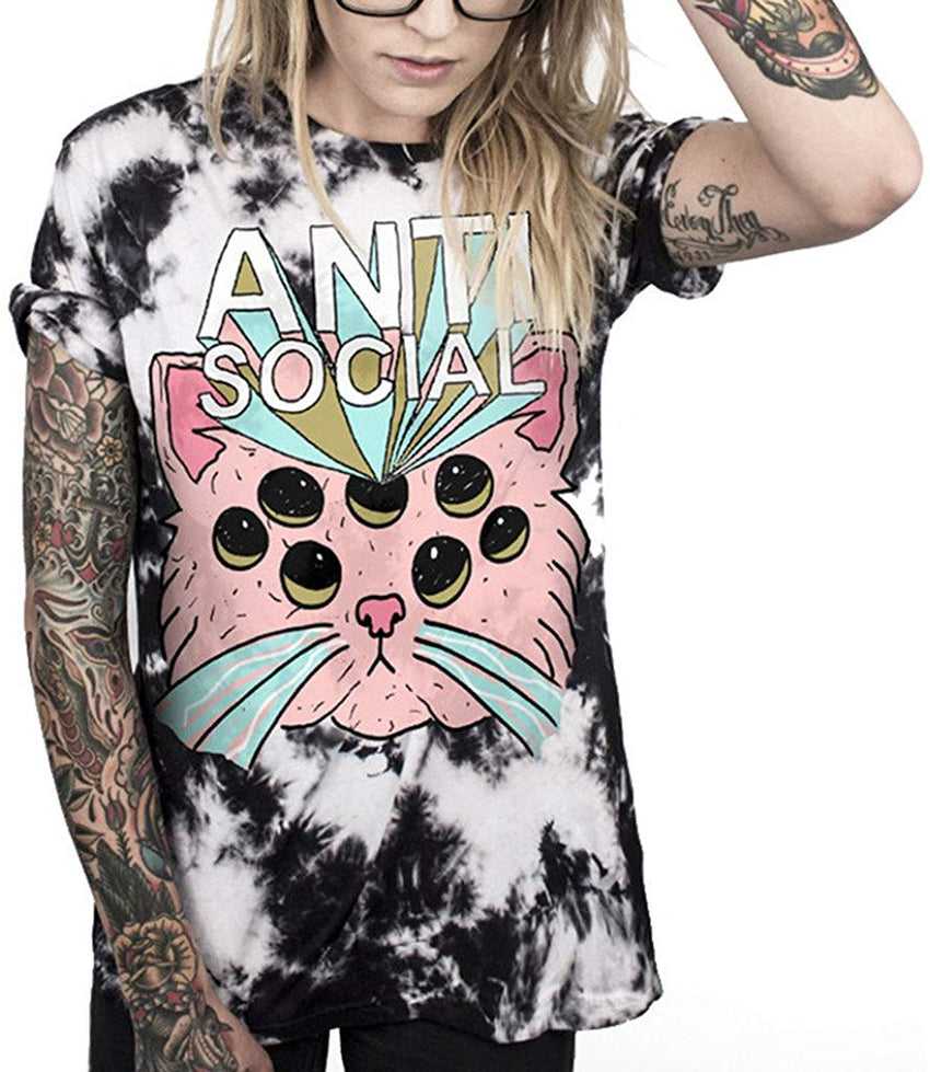 Street Style UFO Alien 3D Digital Print T Shirt Cat
