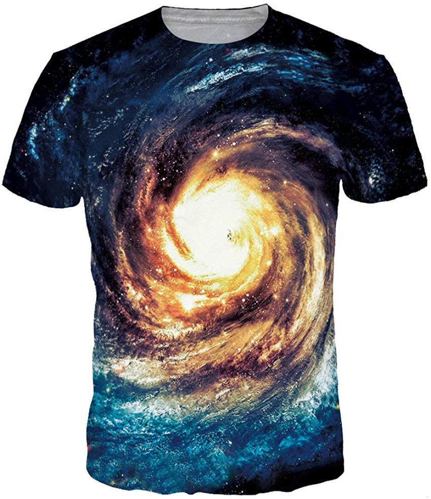 Velynce Unisex Thin Shirts Stylish 3D Digital Printed Lion Skull Casual Personality T Shirts Couple Clothing Galaxy #28