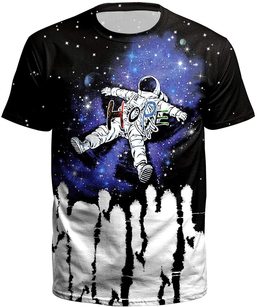 Street Style UFO Alien 3D Digital Print T Shirt Hope blue