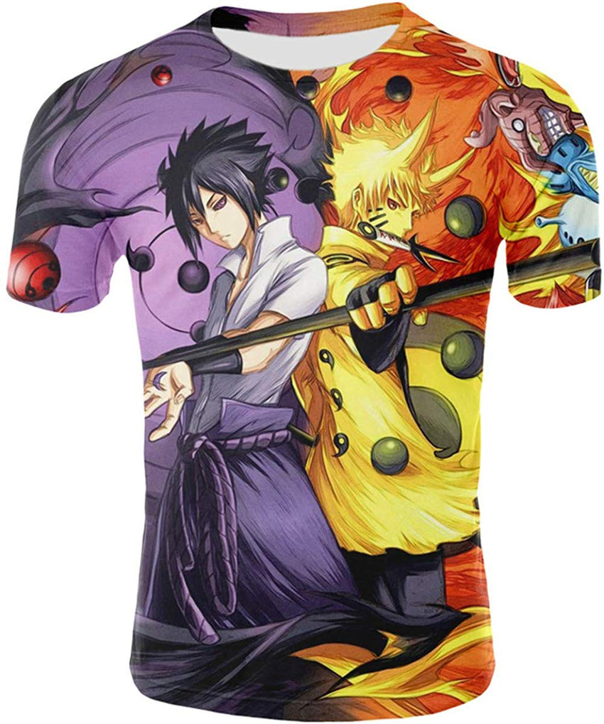 Men Naruto 3D Print Short Sleeve Pullover Regular Fit T Shirt Color 15