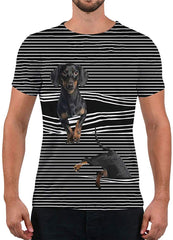 Unisex Fashion 3D Print T Shirts Funny Graphics Pattern Crewneck Short Sleeve Tees for Mens Womens Stripe Dog