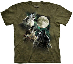 Men's Three Wolf Moon Short Sleeve Tee Military Green