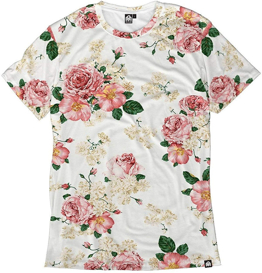 Men's Casual Short Sleeve Vibrant Tee Shirts Da Vinci Roses