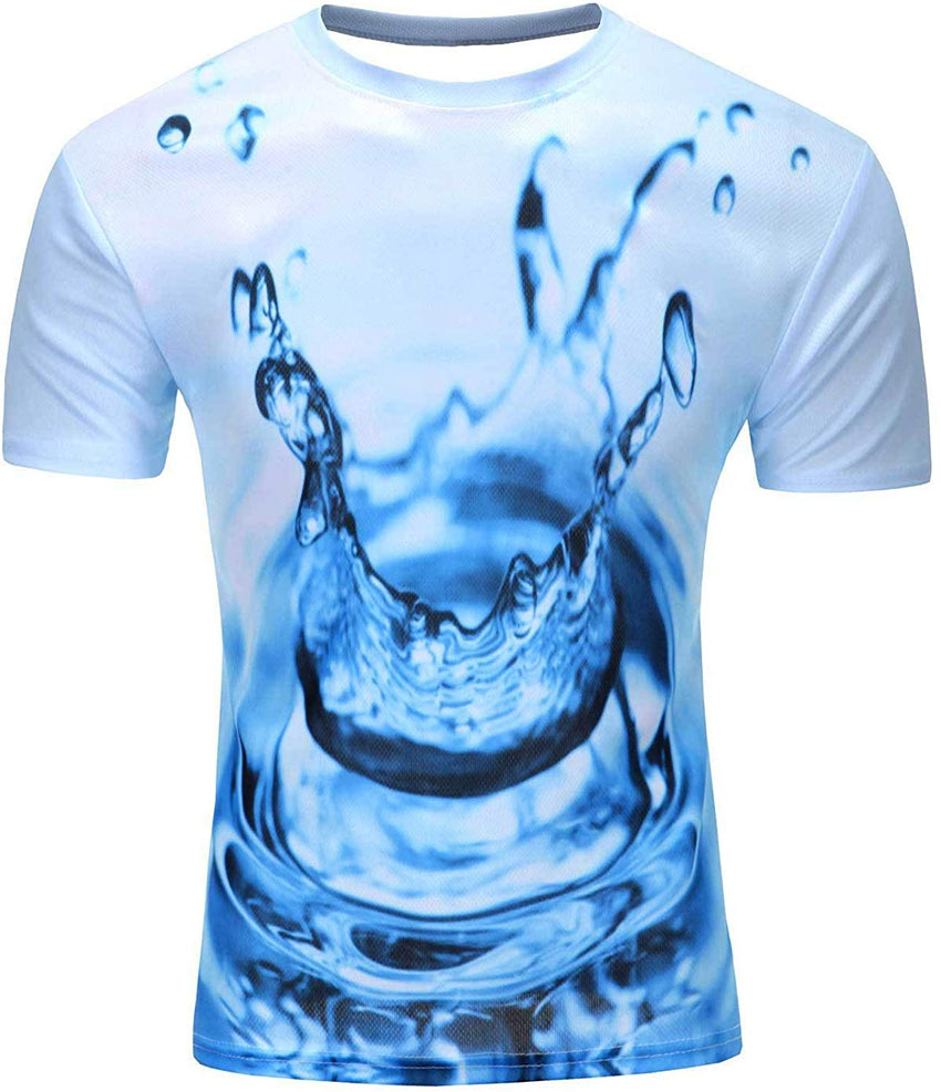 Men's Fashion 3D Print Hip Hop Style T Shirts Cool Creative Imagination Tee Waterdrop