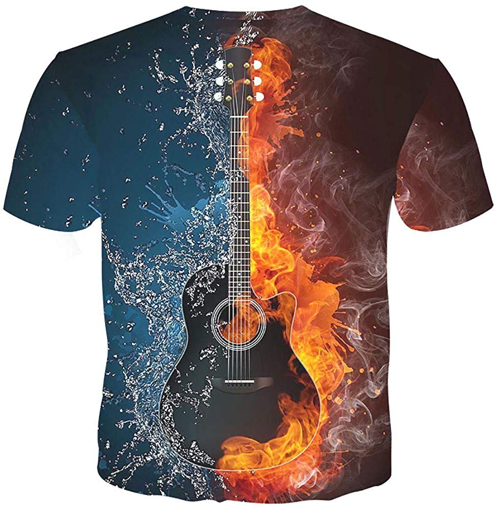 Unisex 3D Novelty Tshirts Men Graphic Funny Tees Printed Crewneck Short Sleeve Summer Top T Shirts Ice and Fire