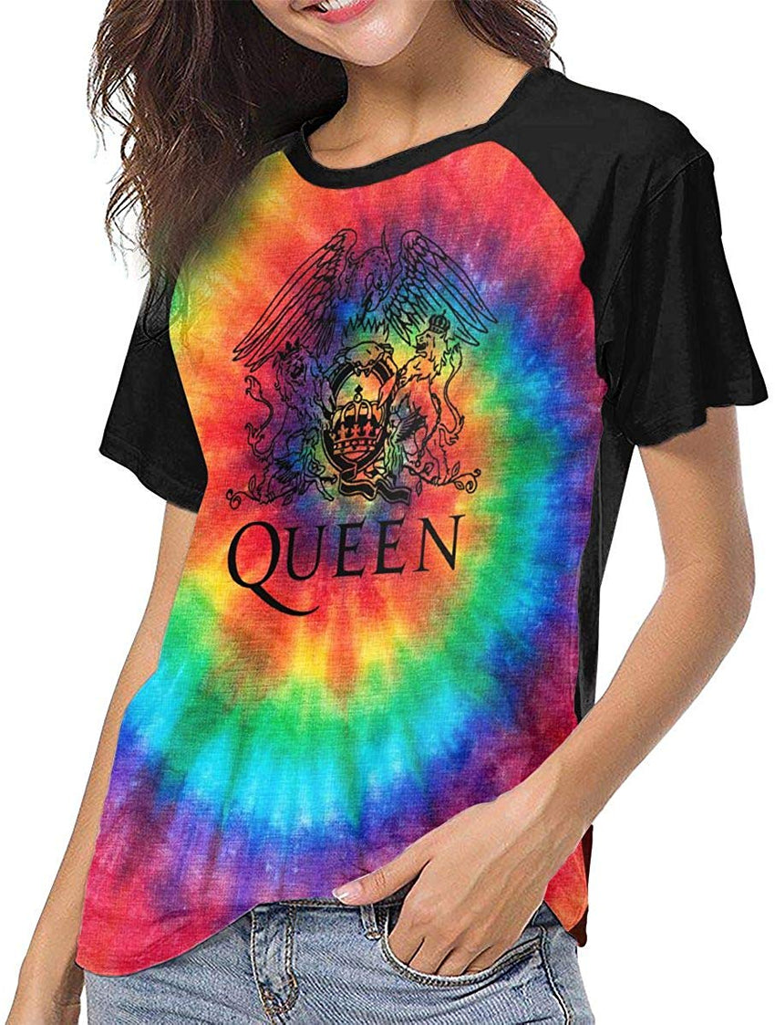Queen Rock Band Freddie Mercury Short Sleeve Womens 3D Print Baseball T Shirt Hip Hop Sports Raglan Tee Top Shirt Black8
