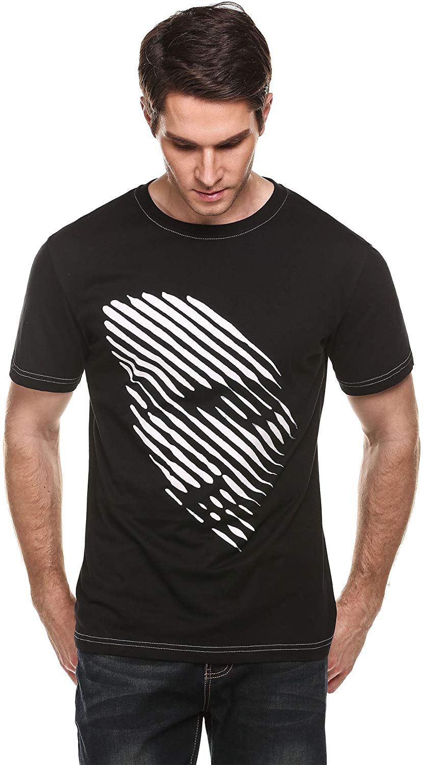 Mens Octopus Short Sleeve Cotton T Shirt Print Tee Casual Shirts Black 3