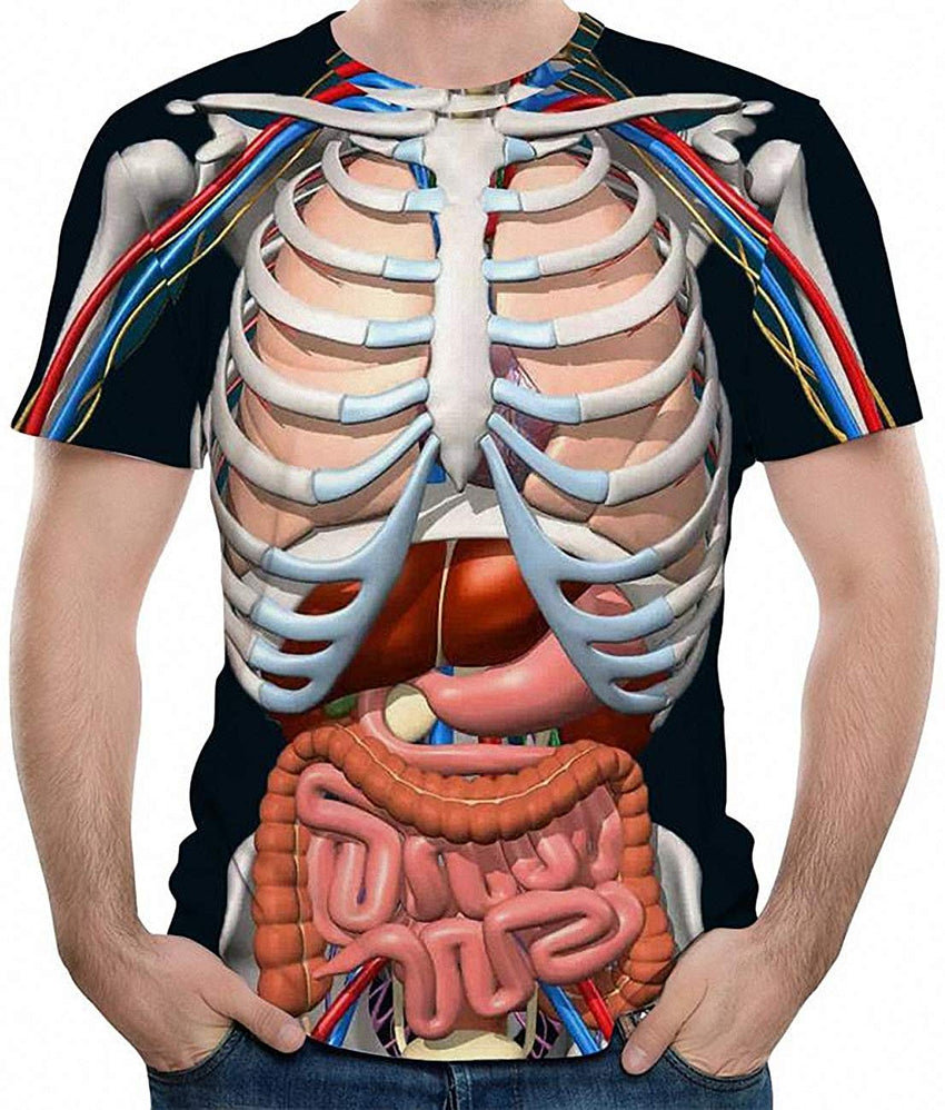 Skeleton Internal Organs 3D Printed Round Neck Short Sleeved Anime T Shirt Nature