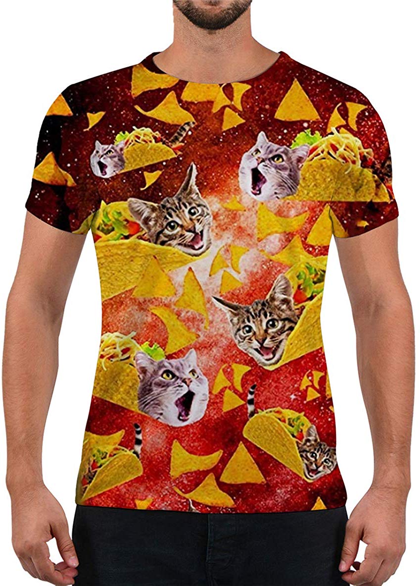 Unisex Fashion 3D Print T Shirts Funny Graphics Pattern Crewneck Short Sleeve Tees for Mens Womens Meat Roll Cat