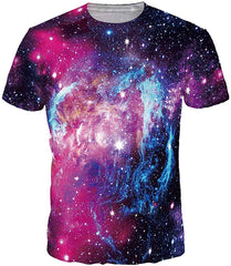 Men's Colorful 3D Animal Galaxy Print T Shirt Short Sleeve Fashion Casual Tees Smoke in Galaxy