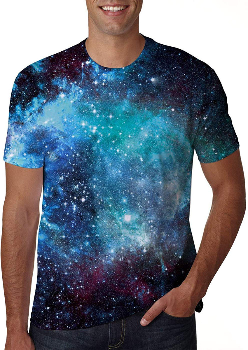 Unisex 3D Creative Print Short Sleeve T Shirt Casual Graphic Tees A galaxy