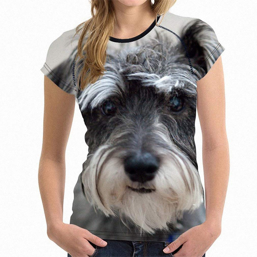 Unisex 3D Printed T Shirt Schnauzer Dog O Neck Elastic Dogs T Shirt H7121bv