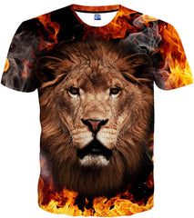 Unisex 3D Print Tshirts Short Sleeve Cool Graphic Tees for Women Men Lion yellow