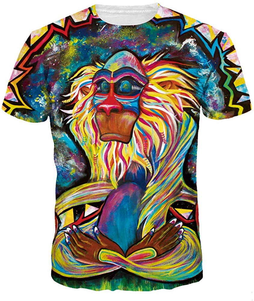 Men's 3D Print T Shirt Animal Adult Funny Novelty T Shirt Young Men Tee Short Sleeve Crew Neck Orangutan