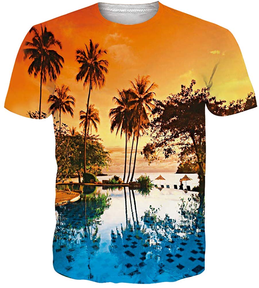Unisex Short Sleeve T Shirts 3D Novelty Print Casual Funny Graphic Tees S 3XL Palm Tree