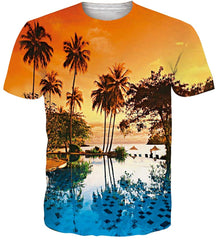 Unisex Short Sleeve T Shirts 3D Novelty Print Casual Funny Graphic Tees S 3XL Palm Tree