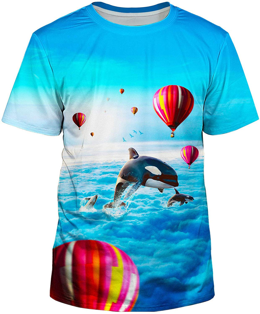 Unisex 3D Realistic Printed Casual Short Sleeve T Shirts Blue19